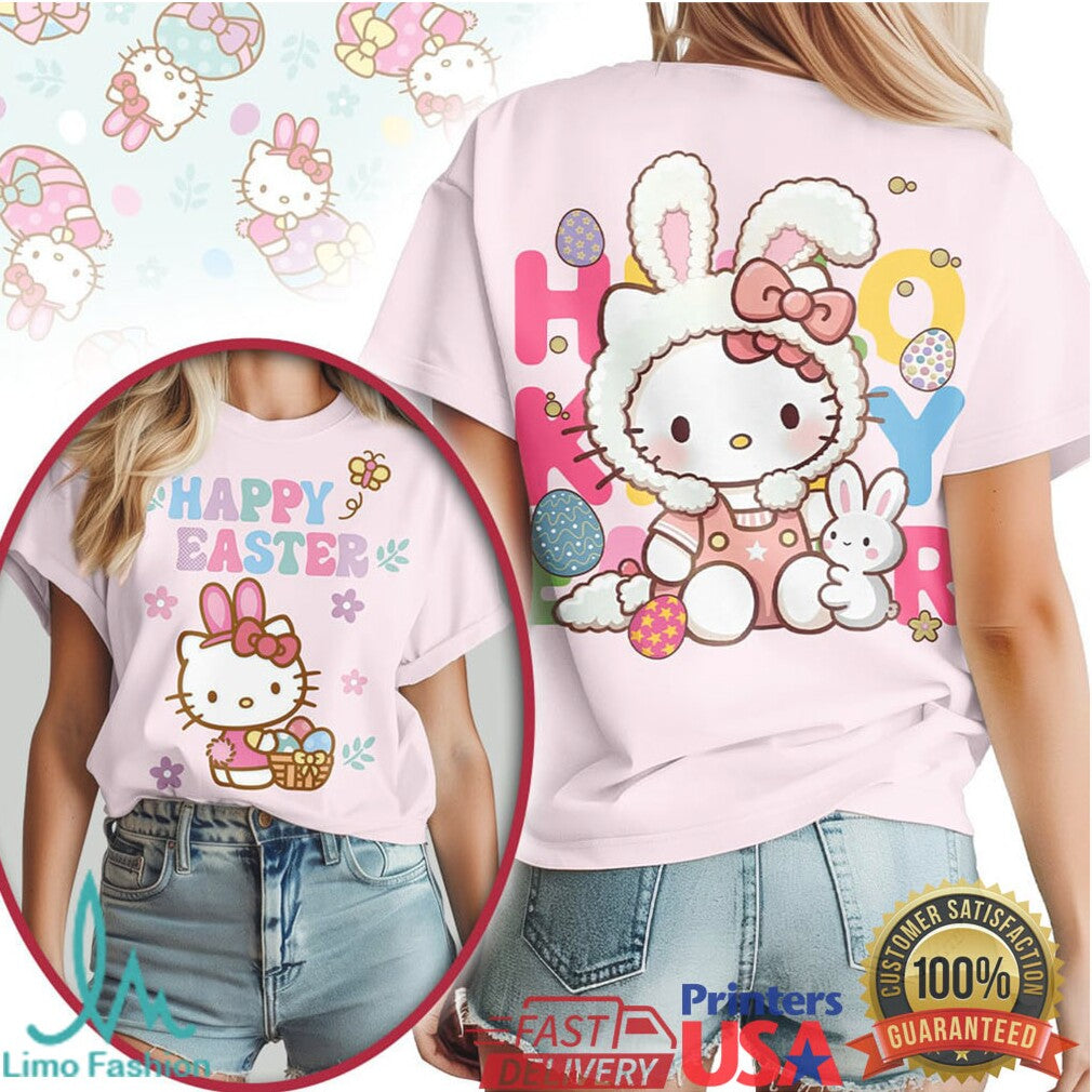 Hello Kitty Happy Easter Bunny Costume & Flower Garden T Shirt - Limotees LLC