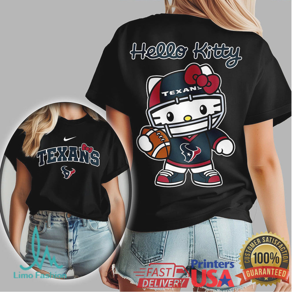 Hello Kitty Houston Texans Football Tshirt Sanrio Style Nfl Mascot Shirt - Limotees LLC
