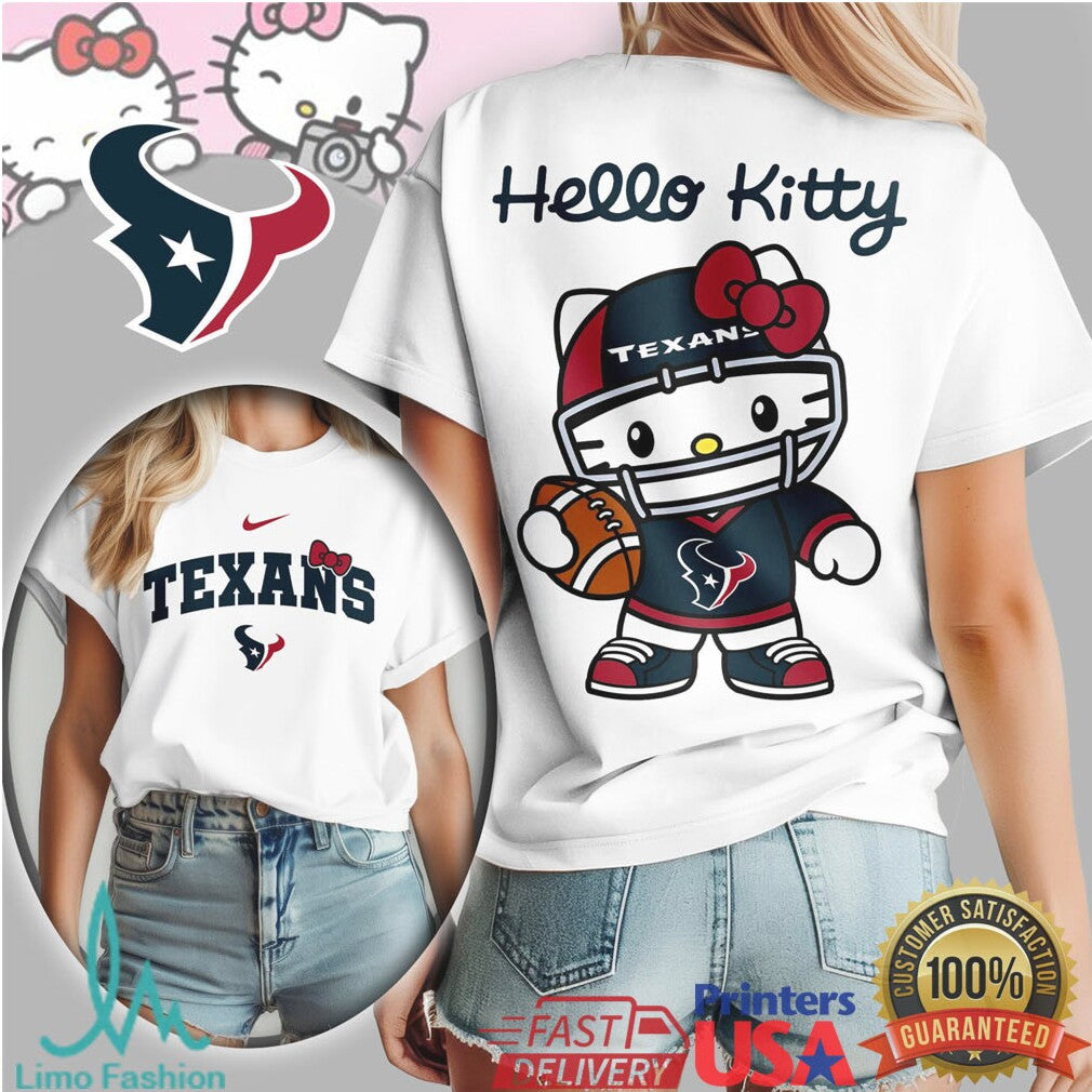 Hello Kitty Houston Texans Football Tshirt Sanrio Style Nfl Mascot Shirt - Limotees LLC