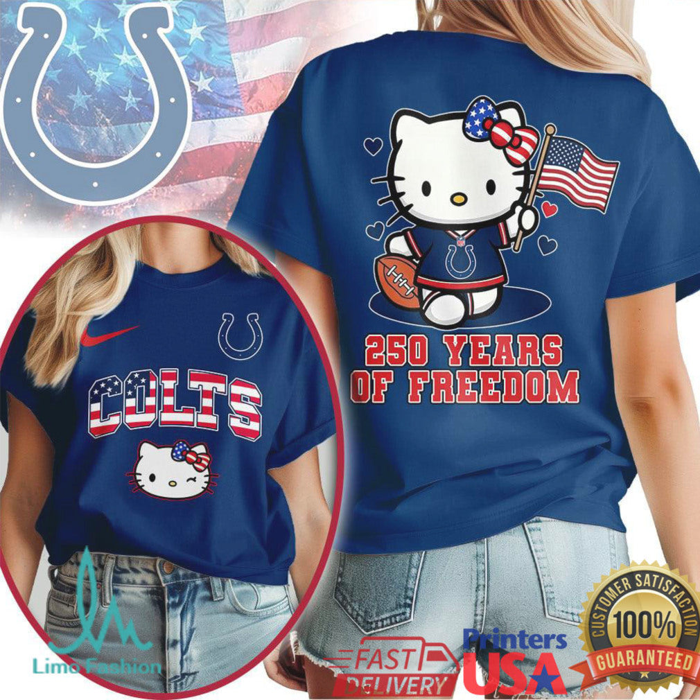 Hello Kitty Indianapolis Colts T Shirt 250 Years of Freedom Patriotic Football T Shirt