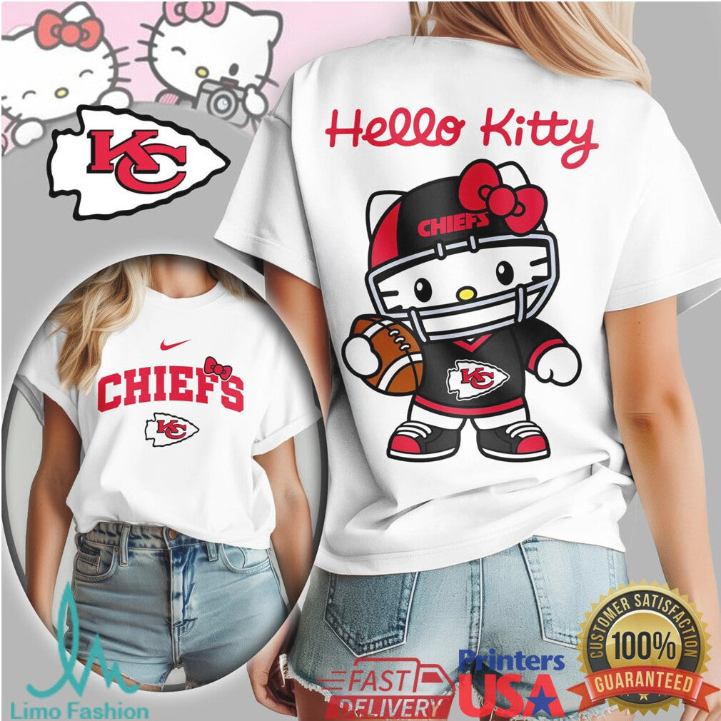 Hello Kitty Kansas City Chiefs Football Tshirt Cute Nfl Fan Apparel - Limotees LLC