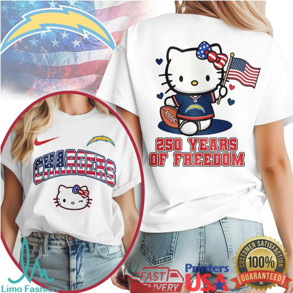 Hello Kitty Los Angeles Chargers 250 Years Of Freedom Patriotic Football T Shirt - Limotees LLC