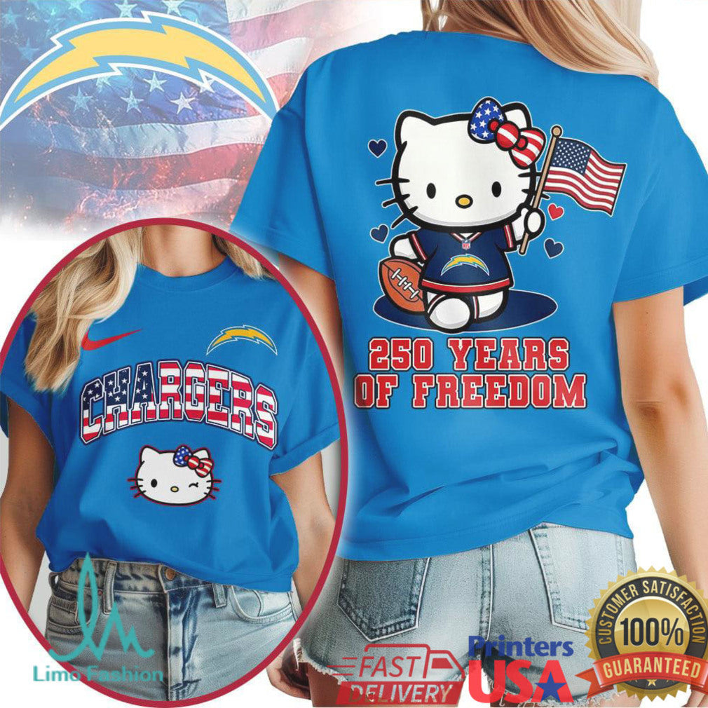 Hello Kitty Los Angeles Chargers 250 Years Of Freedom Patriotic Football T Shirt - Limotees LLC