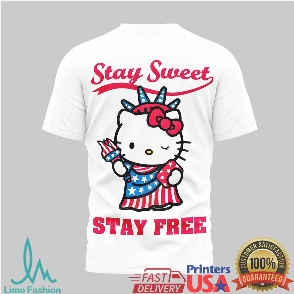 Hello Kitty Loves America 250 Years Strong Stay Sweet Stay Free T Shirt - Limotees LLC