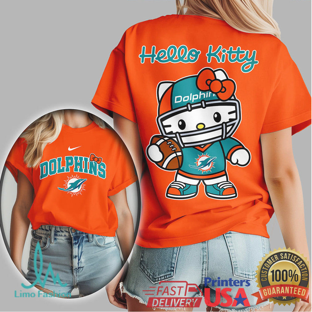 Hello Kitty Miami Dolphins Teal & Orange Football Tshirt