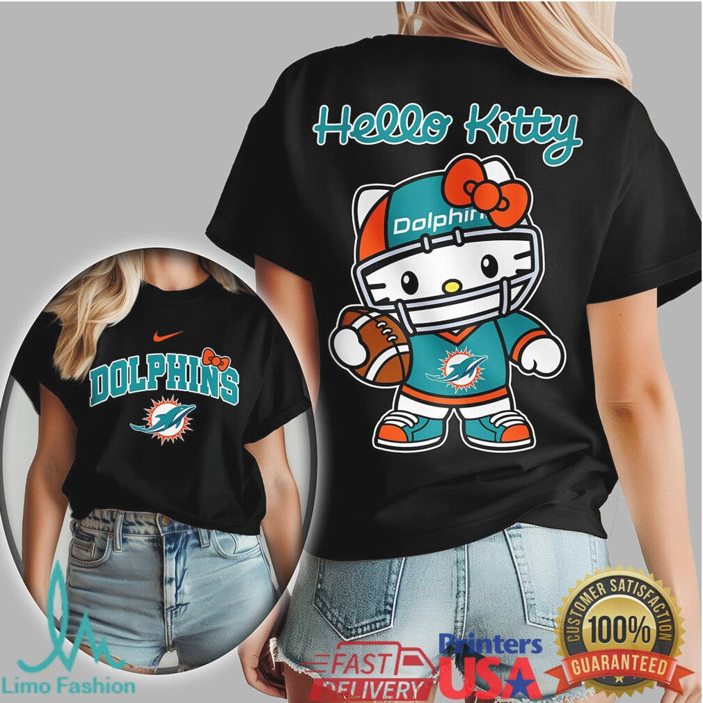 Hello Kitty Miami Dolphins Teal & Orange Football Tshirt