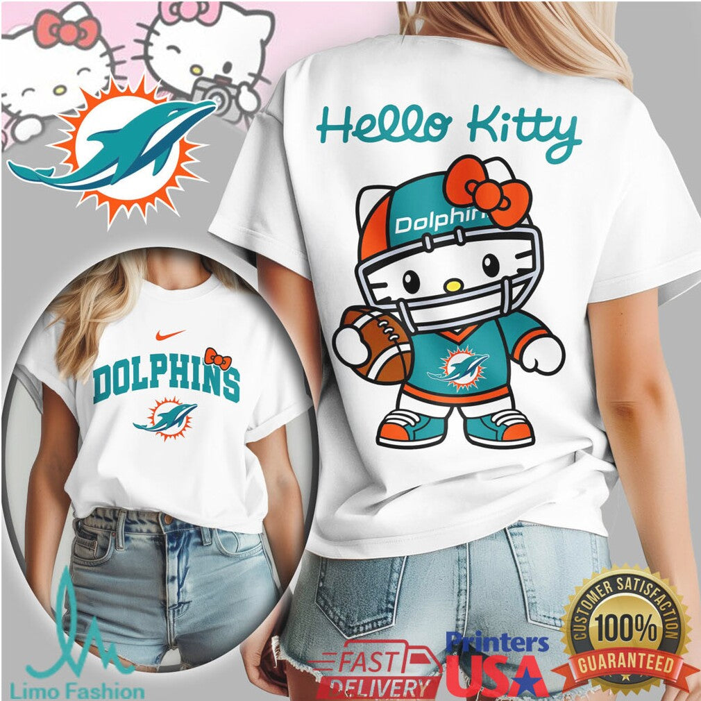 Hello Kitty Miami Dolphins Teal & Orange Football Tshirt