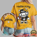 Hello Kitty Pittsburgh Steelers Black & Gold Fan Apparel Tee - Limotees LLC