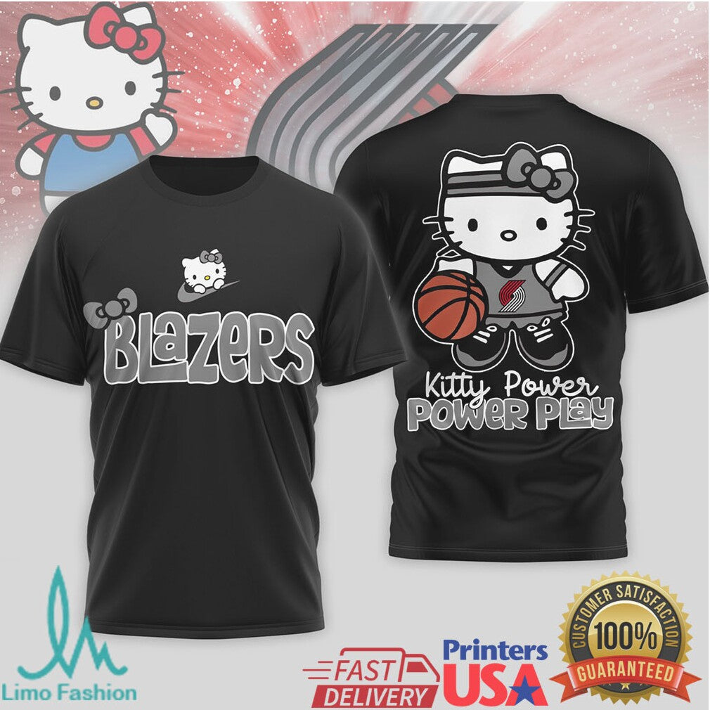 Hello Kitty Portland Trail Blazers Basketball Kitty Power T Shirt - Limotees LLC