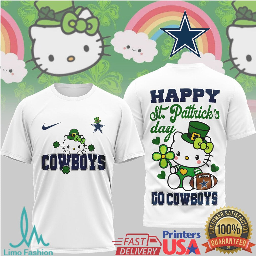 Hello Kitty St. Patrick's Day Dallas Cowboys Shamrock Football Tee - Limotees LLC