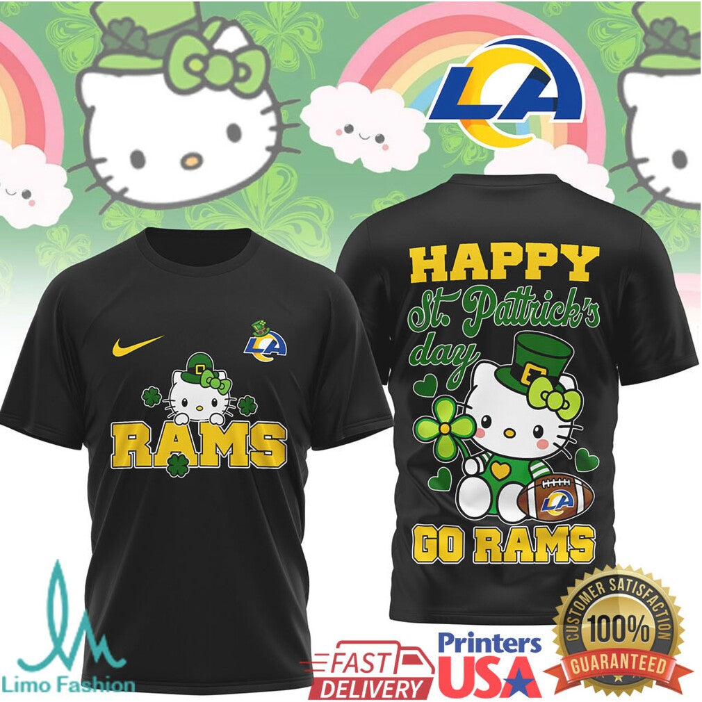 Hello Kitty St. Patrick's Day Los Angeles Rams Football Fan Shirt - Limotees LLC