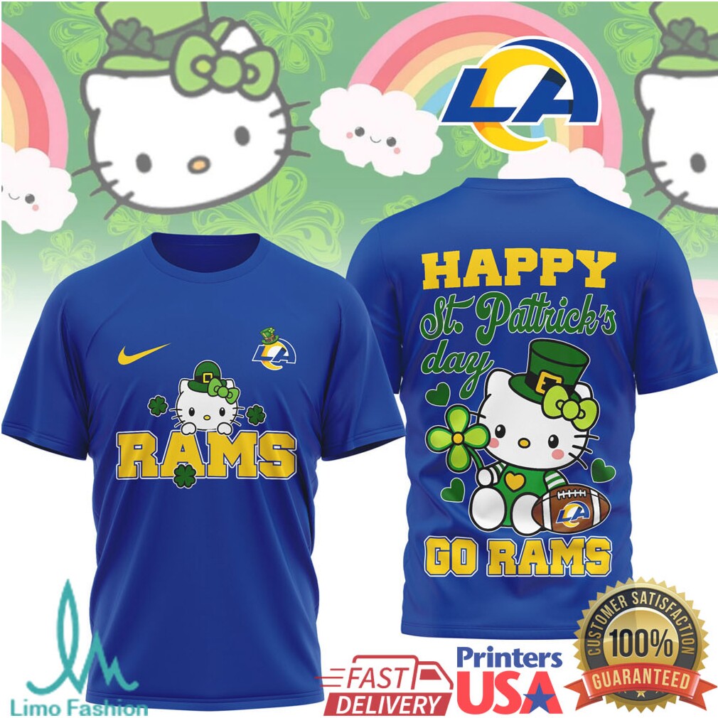 Hello Kitty St. Patrick's Day Los Angeles Rams Football Fan Shirt - Limotees LLC