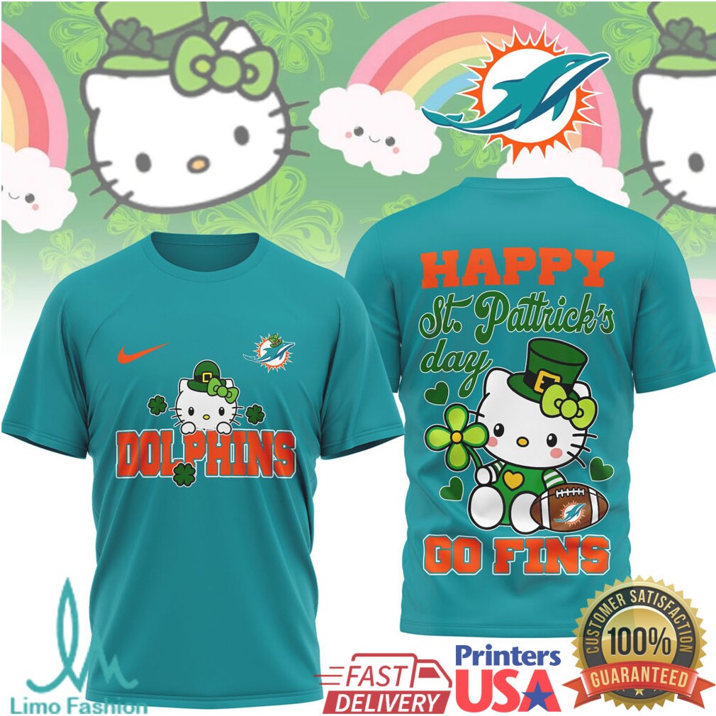 Hello Kitty St. Patrick's Day Miami Dolphins Football T Shirt - Limotees LLC
