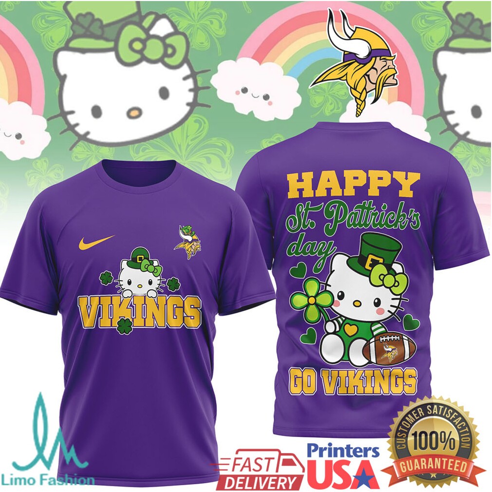 Hello Kitty St. Patrick's Day Minnesota Vikings Lucky Shamrock Tee - Limotees LLC