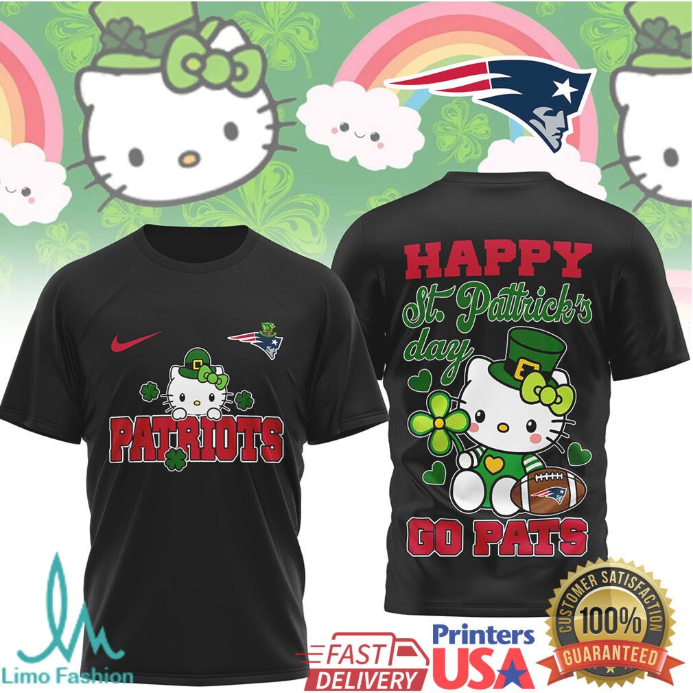 Hello Kitty St. Patrick's Day New England Patriots Lucky Shamrock Shirt - Limotees LLC