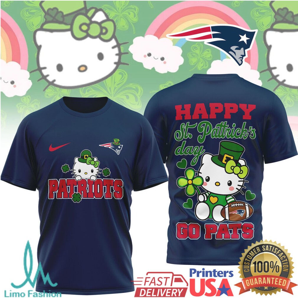 Hello Kitty St. Patrick's Day New England Patriots Lucky Shamrock Shirt - Limotees LLC
