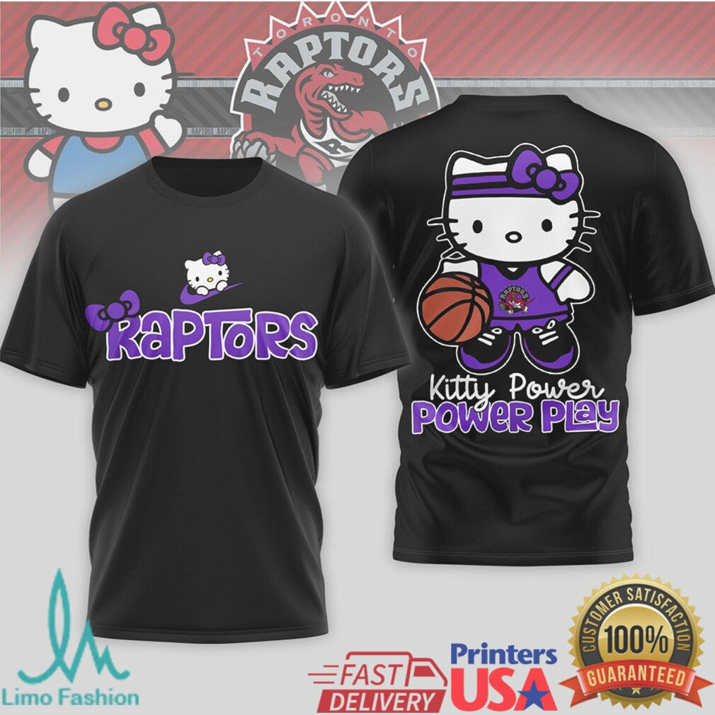 Hello Kitty Toronto Raptors Basketball T Shirt Kitty Power Power Play NBA T Shirt - Limotees LLC