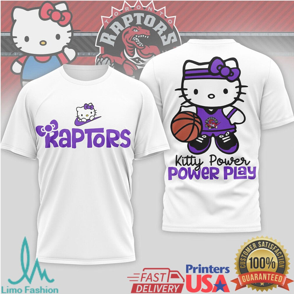 Hello Kitty Toronto Raptors Basketball T Shirt Kitty Power Power Play NBA T Shirt - Limotees LLC