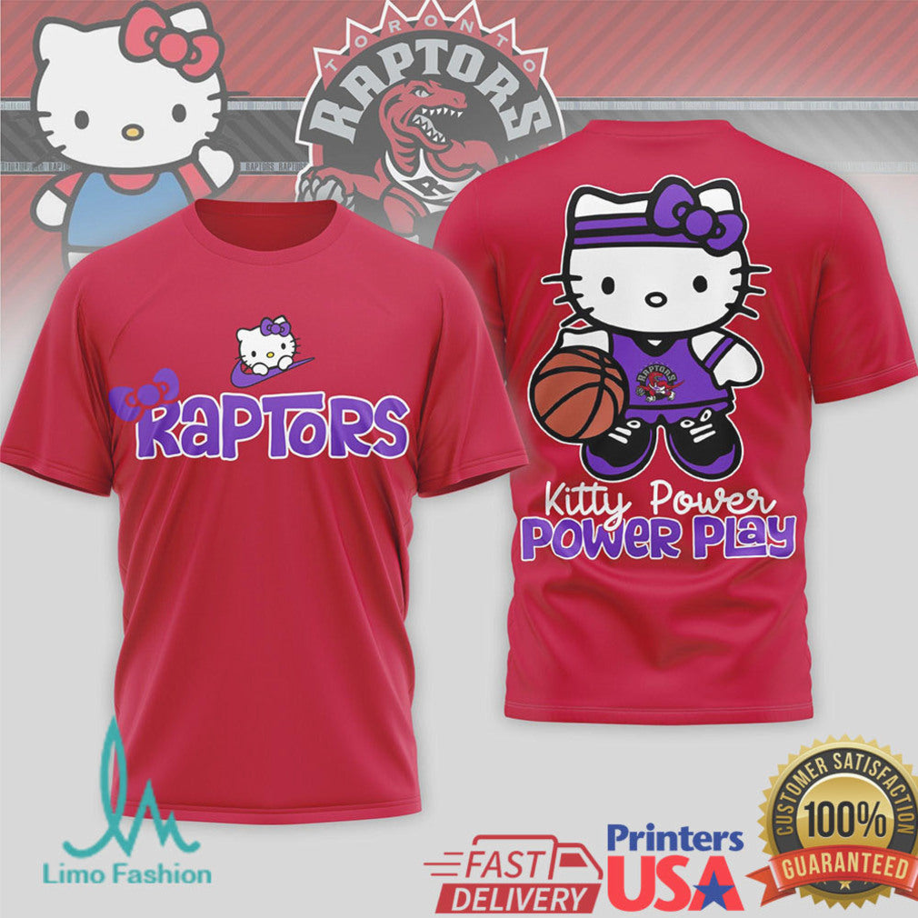 Hello Kitty Toronto Raptors Basketball T Shirt Kitty Power Power Play NBA T Shirt - Limotees LLC