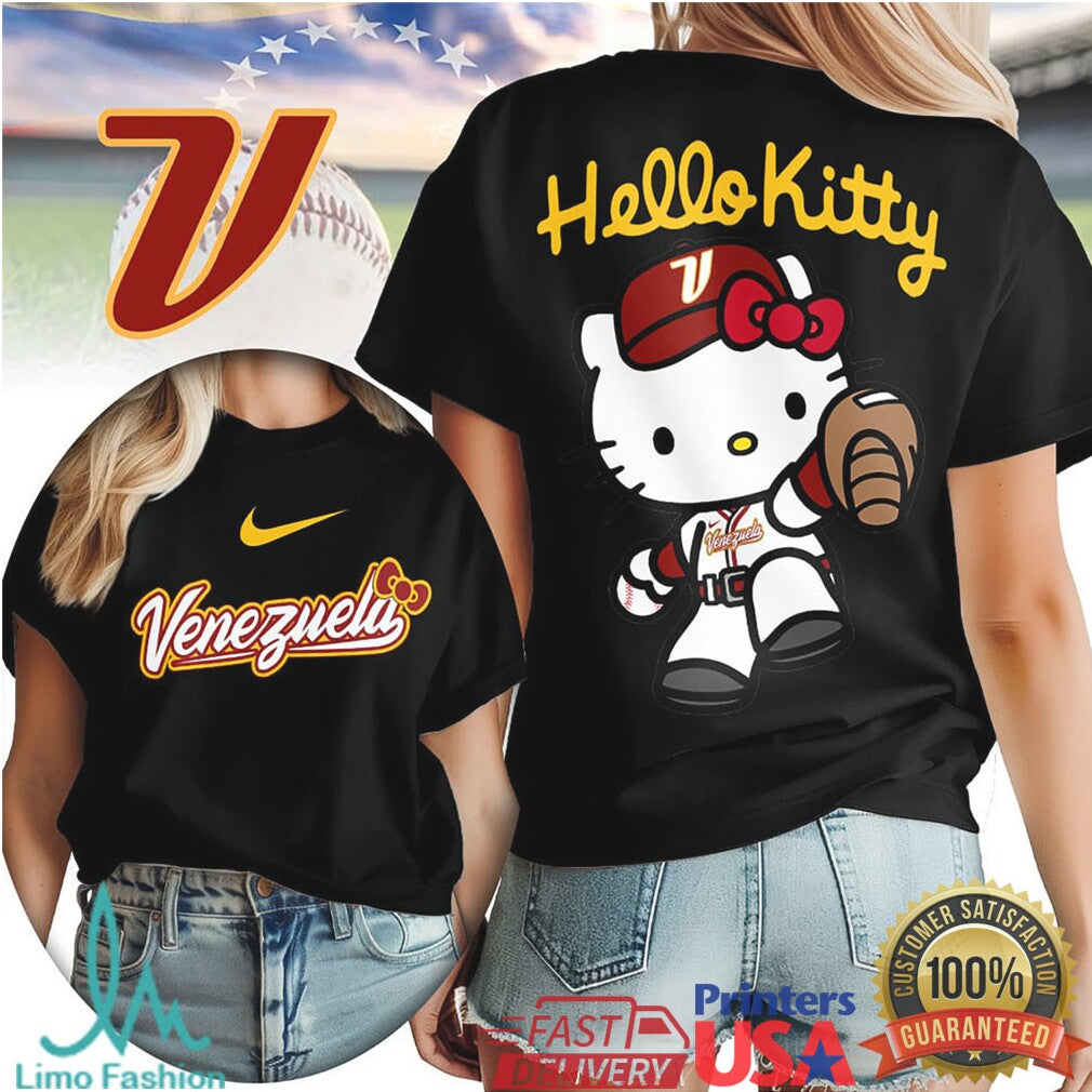Hello Kitty Venezuela Baseball Team Graphic T Shirt Fan Apparel - Limotees LLC