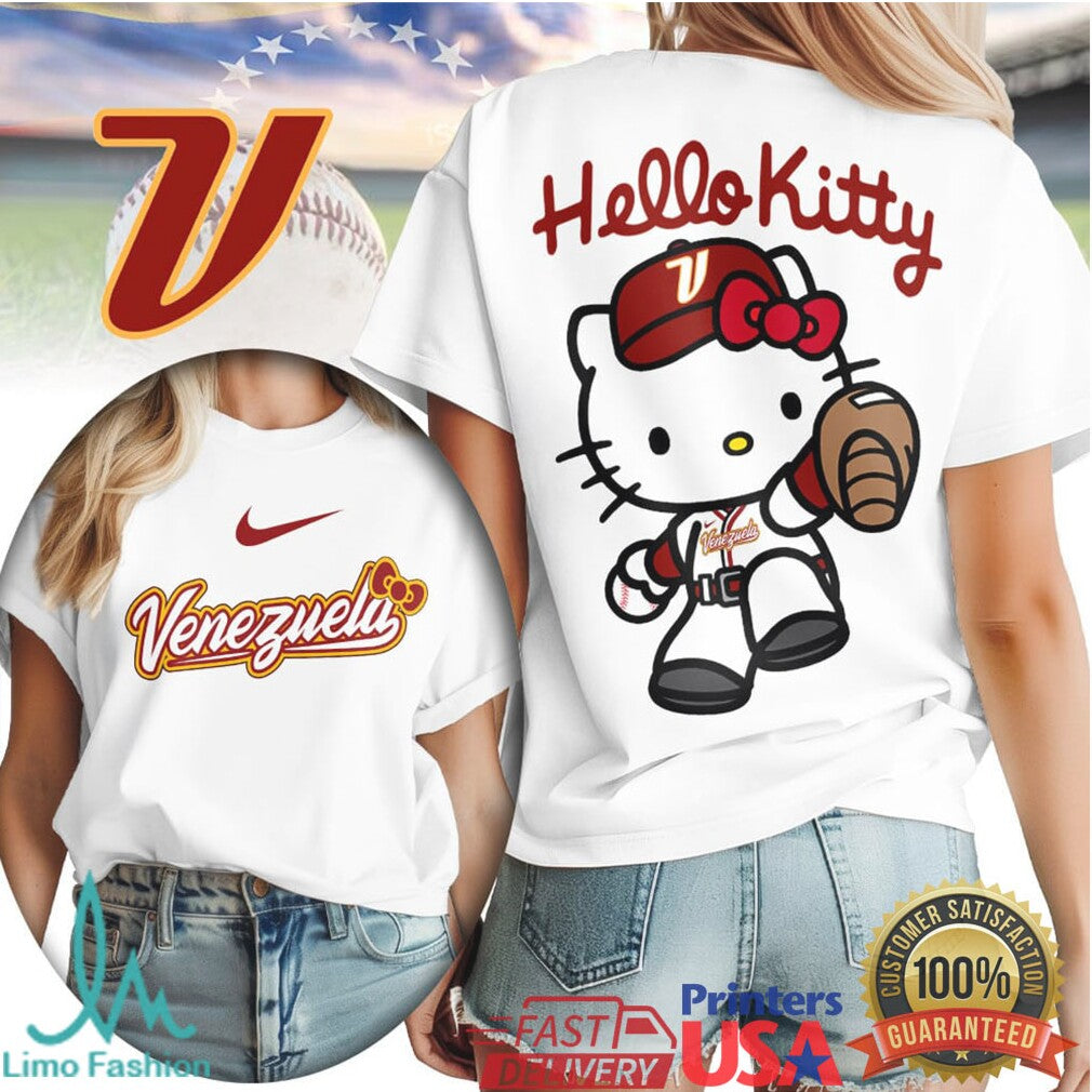 Hello Kitty Venezuela Baseball Team Graphic T Shirt Fan Apparel - Limotees LLC