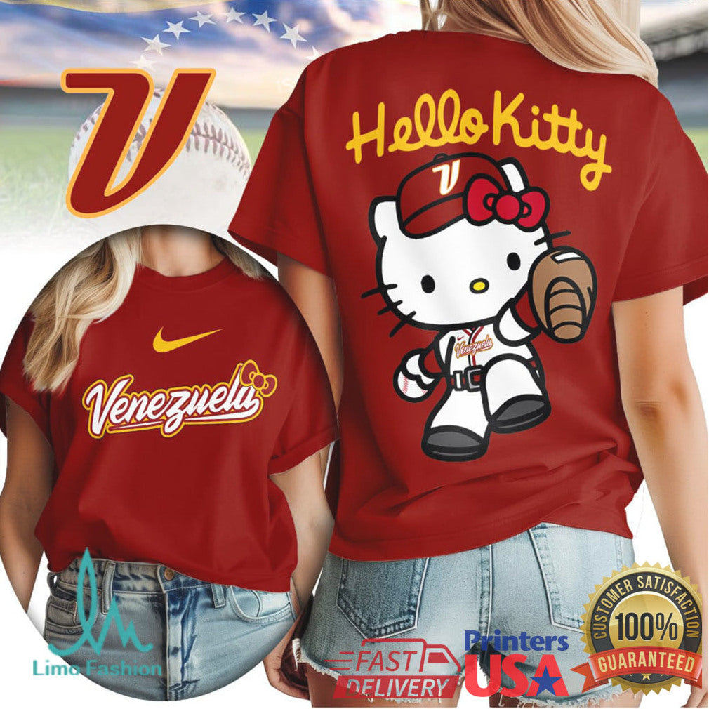 Hello Kitty Venezuela Baseball Team Graphic T Shirt Fan Apparel - Limotees LLC