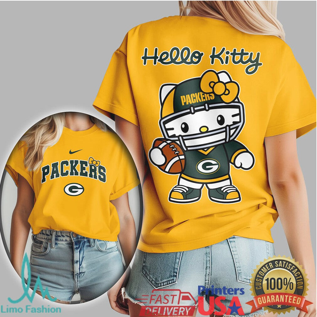 Hello Kitty X Green Bay Packers Nfl Football Kawaii Tshirt - Limotees LLC