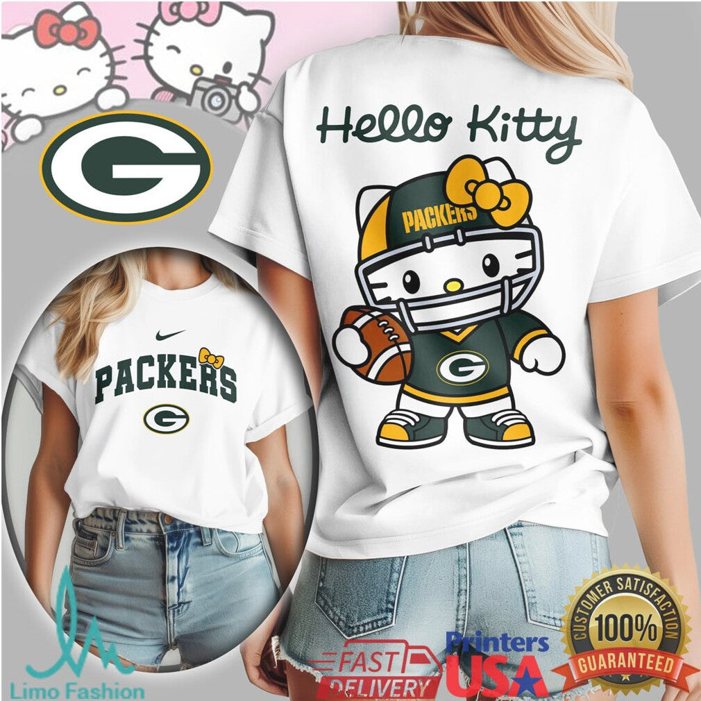 Hello Kitty X Green Bay Packers Nfl Football Kawaii Tshirt - Limotees LLC
