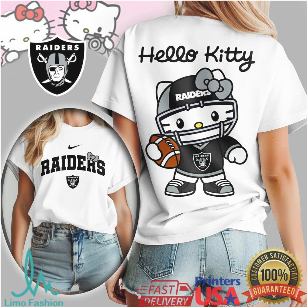 Hello Kitty X Las Vegas Raiders Nfl Football Kawaii Tshirt - Limotees LLC