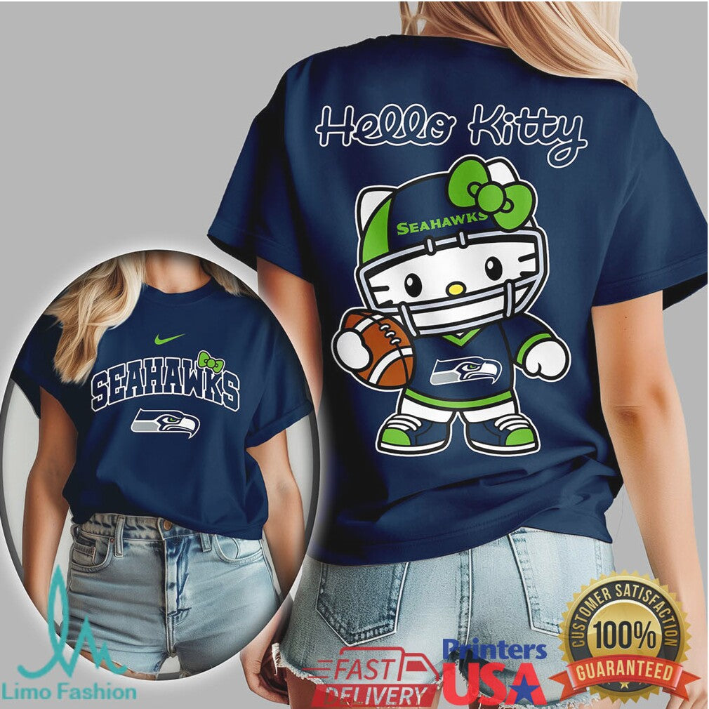 Hello Kitty X Seattle Seahawks Nfl Football Kawaii Tshirt - Limotees LLC
