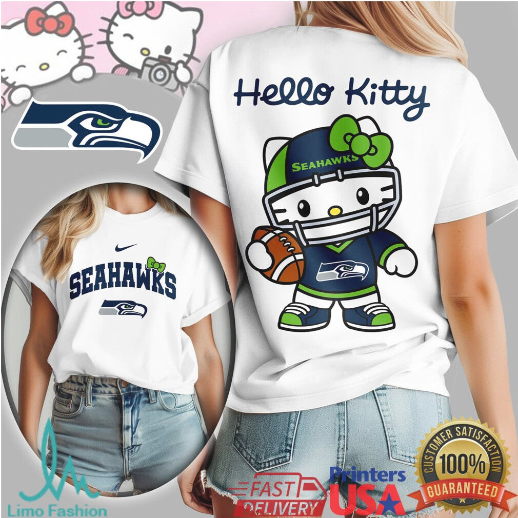 Hello Kitty X Seattle Seahawks Nfl Football Kawaii Tshirt - Limotees LLC