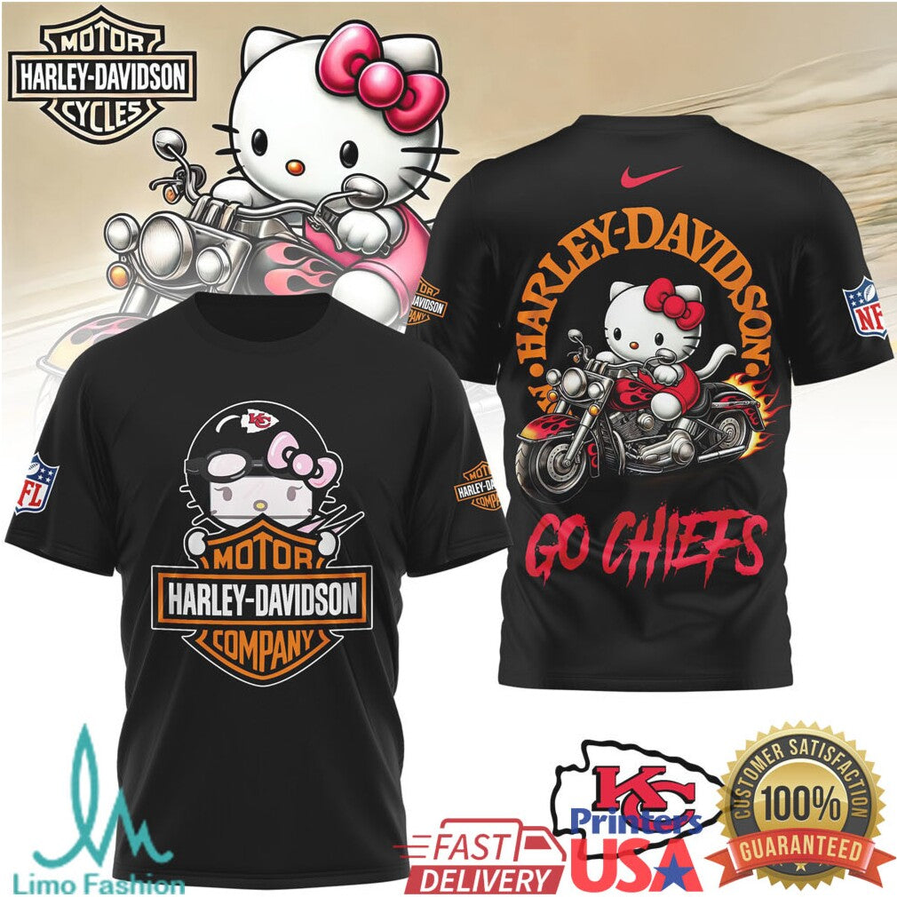 Hello Kitty x Kansas City Chiefs Harley Davidson NFL T Shirt - Limotees LLC