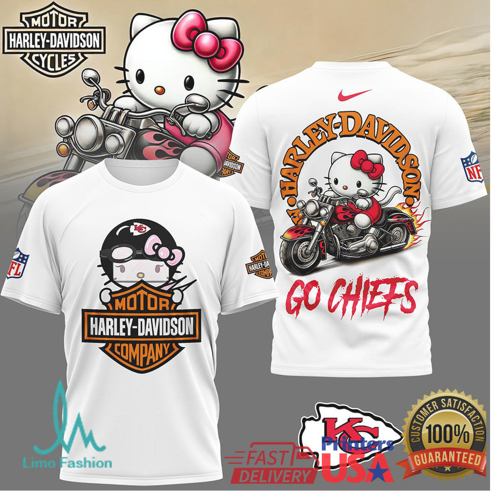 Hello Kitty x Kansas City Chiefs Harley Davidson NFL T Shirt - Limotees LLC