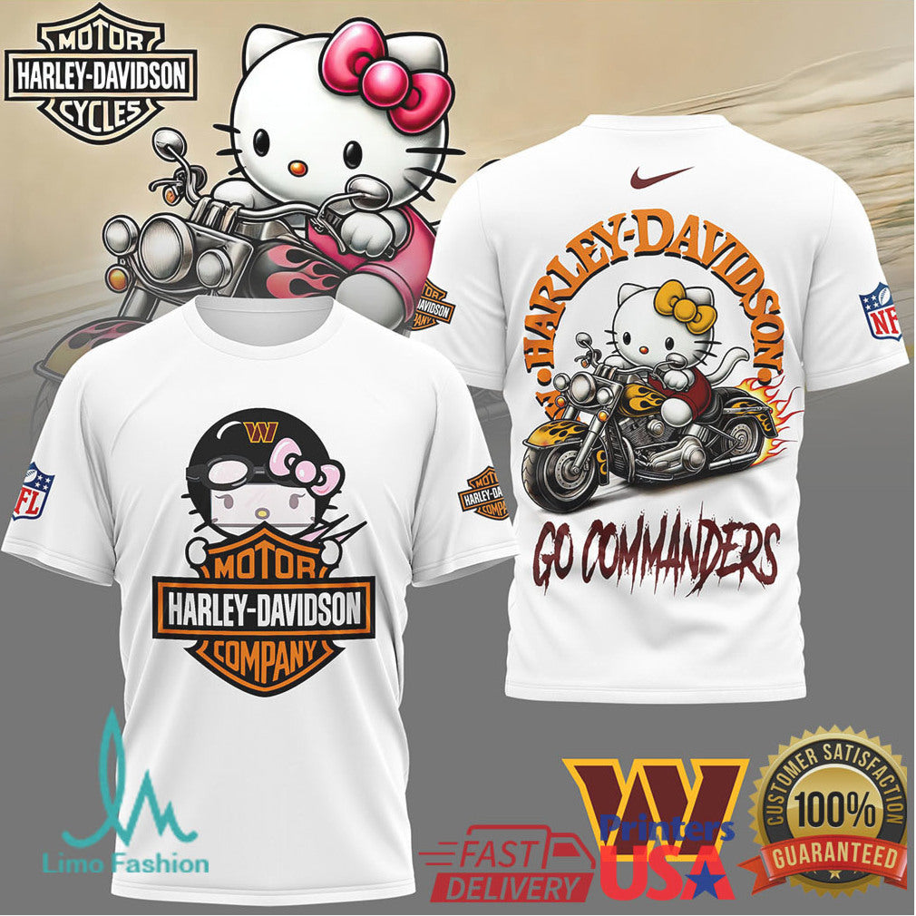 Hello Kitty x Washington Commanders Harley Davidson NFL T Shirt - Limotees LLC