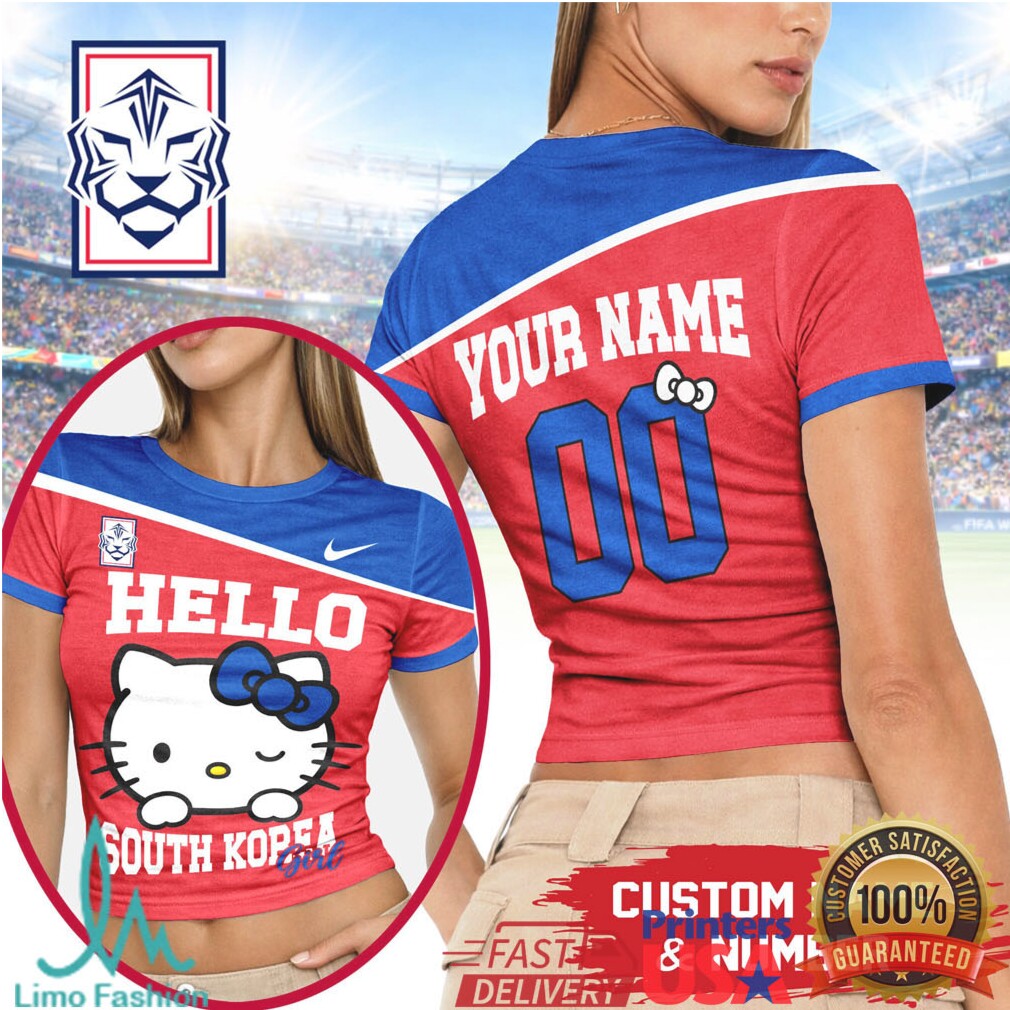 Hello South Korea Girl Custom Soccer Fan T Shirt Personalized Name & Number KFA Style T Shirt - Limotees LLC