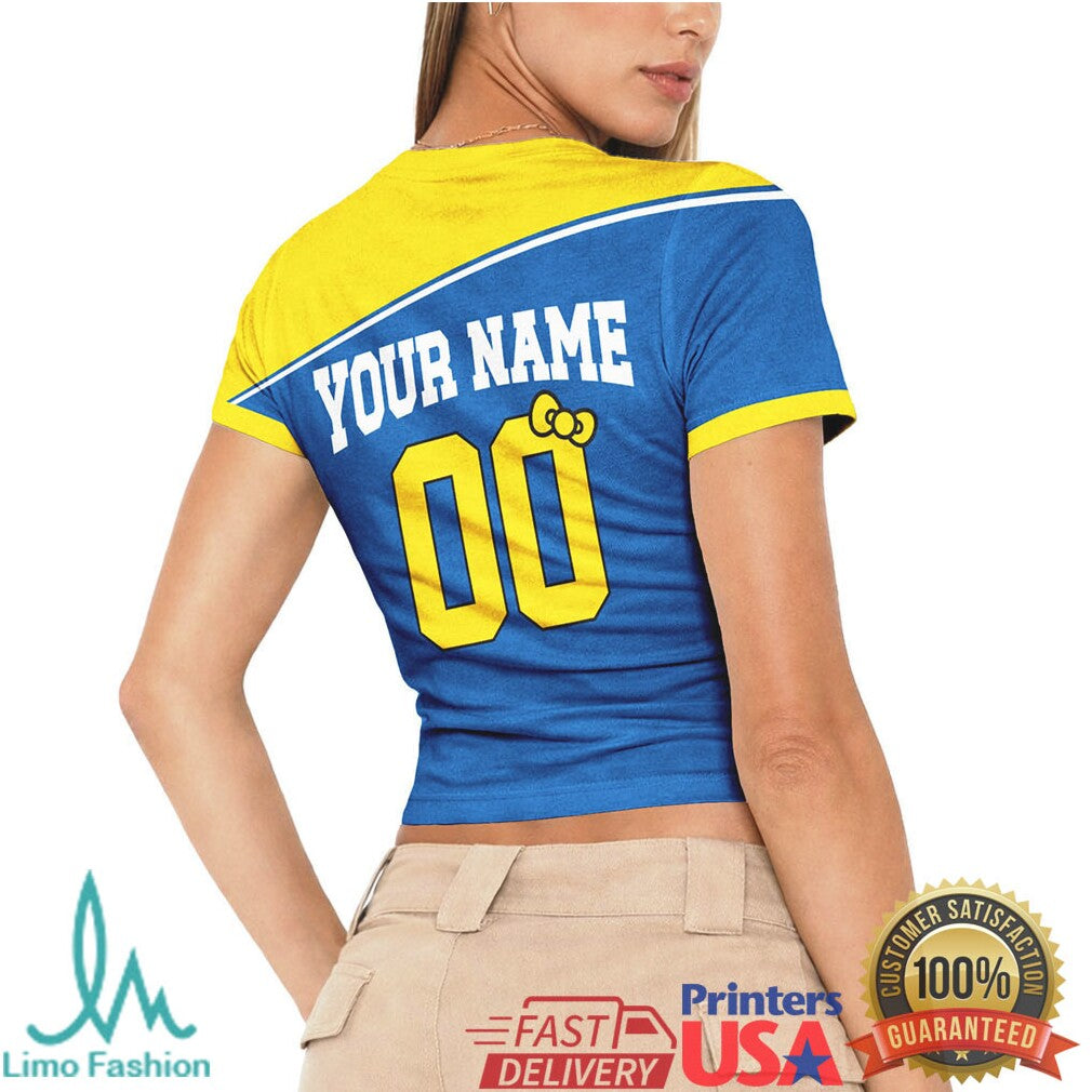Hello Sweden Girl Personalized Soccer Fan T Shirt Custom Sweden National Team Colors Crop Top
