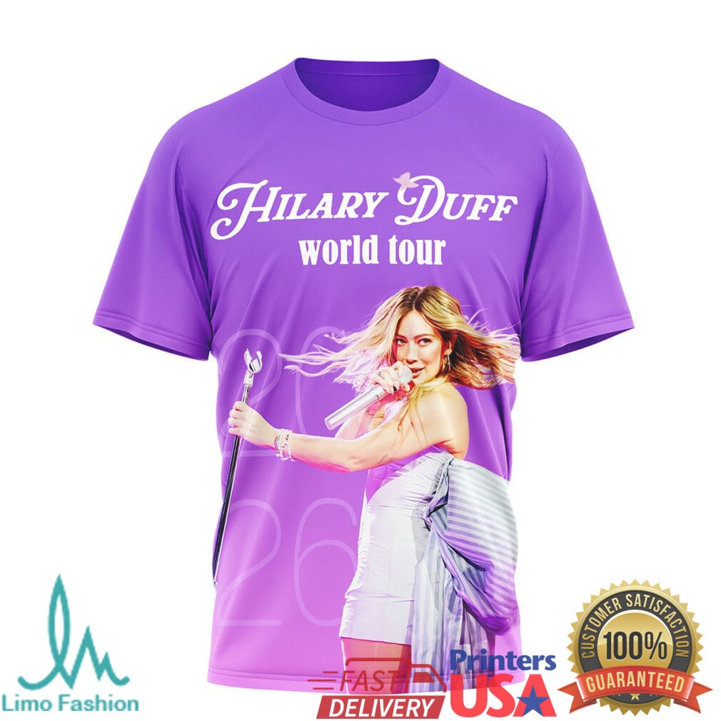 Hilary Duff The Lucky Me World Tour 2024 Purple Graphic T Shirt - Limotees LLC