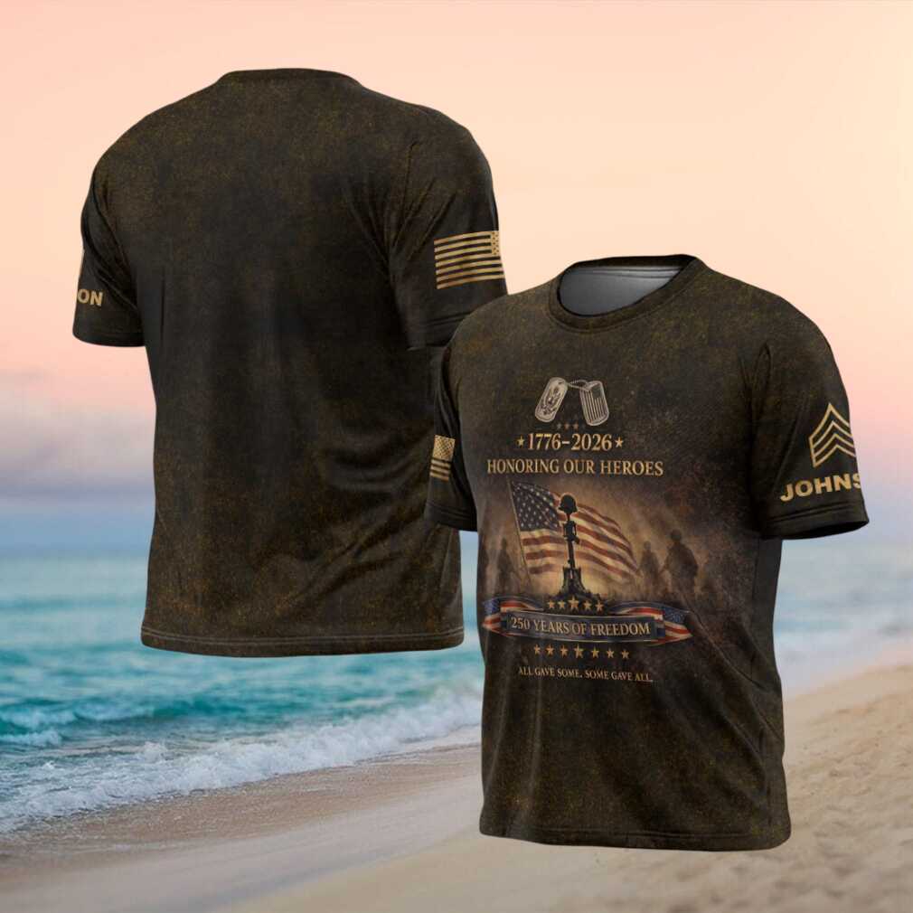 Honoring Our Heroes 250 Years of Freedom Distressed Military T Shirt