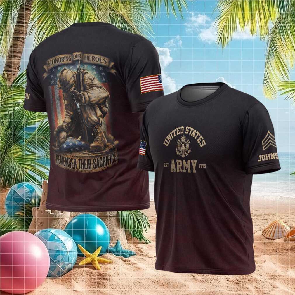 Honoring Our Heroes Remember Their Sacrifice US Army Personalized T Shirt - Limotees LLC