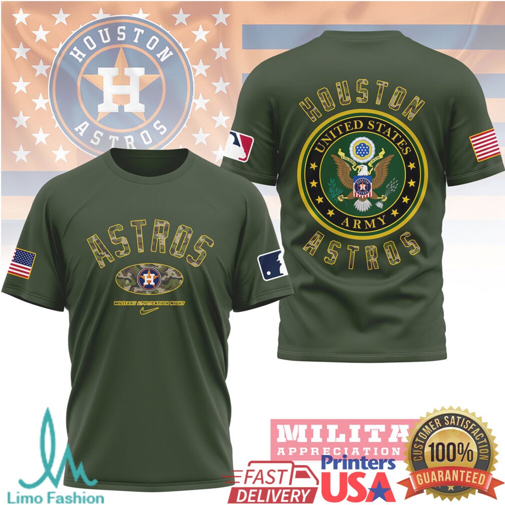 Houston Astros U.S. Army Military Appreciation Night Olive T Shirt - Limotees LLC