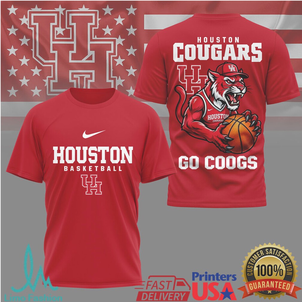 Houston Cougars Basketball Go Coogs Mascot Slam Dunk Athletic T Shirt - Limotees LLC