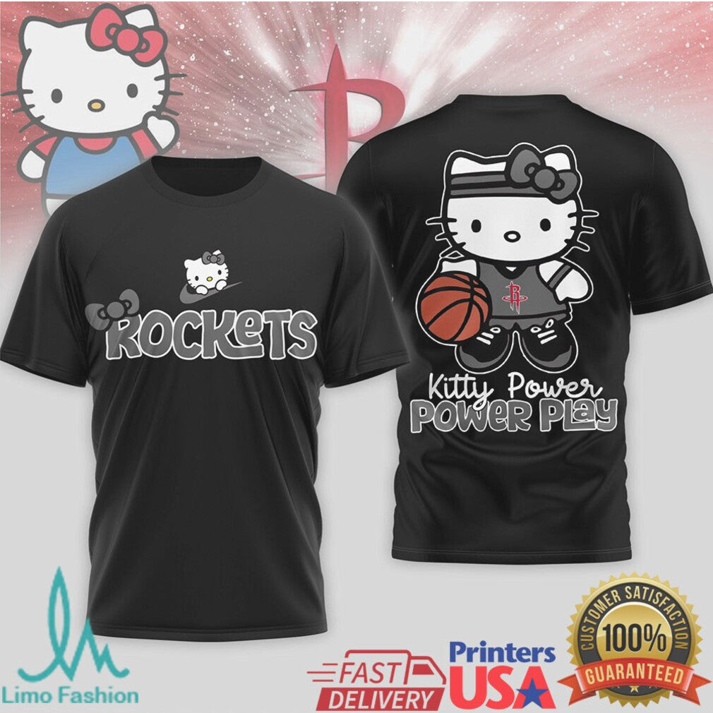 Houston Rockets Kitty Power Play Basketball T Shirt Cute Space City Fan Gear