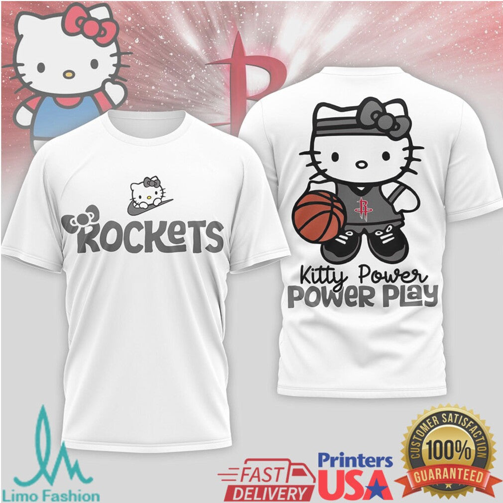 Houston Rockets Kitty Power Play Basketball T Shirt Cute Space City Fan Gear