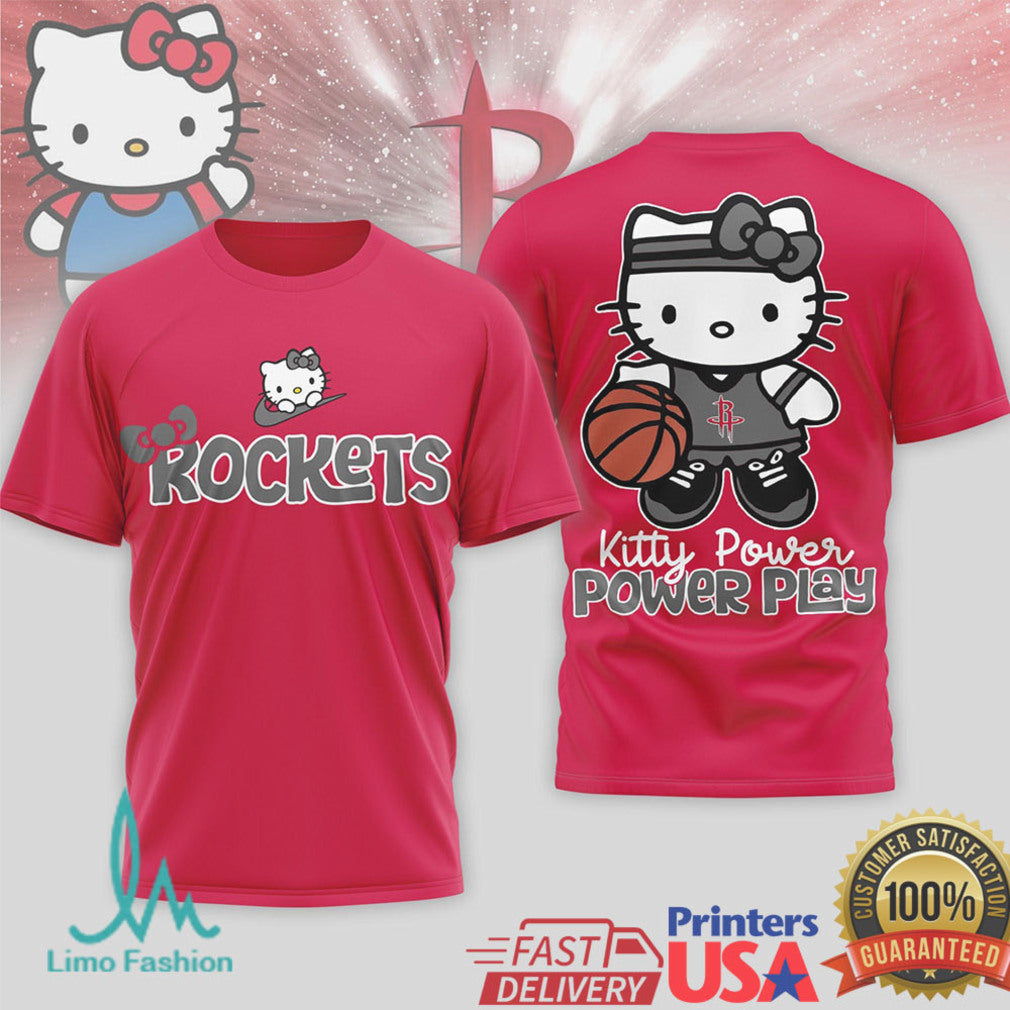 Houston Rockets Kitty Power Play Basketball T Shirt Cute Space City Fan Gear