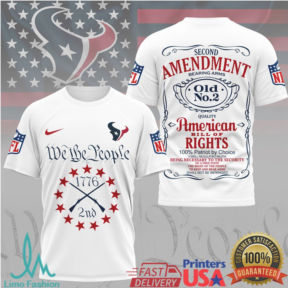 Houston Texans 2nd Amendment American Bill of Rights 1776 Graphic T shirt - Limotees LLC