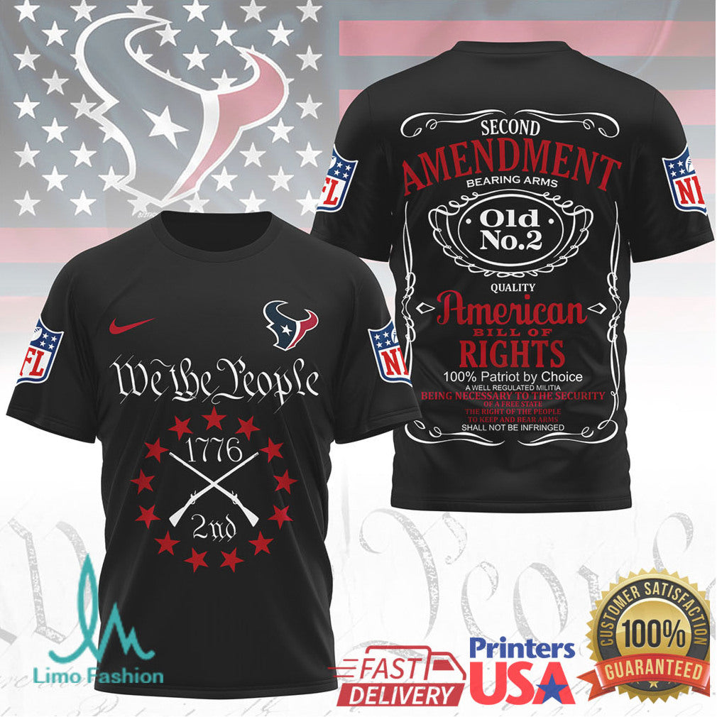 Houston Texans 2nd Amendment American Bill of Rights 1776 Graphic T shirt - Limotees LLC