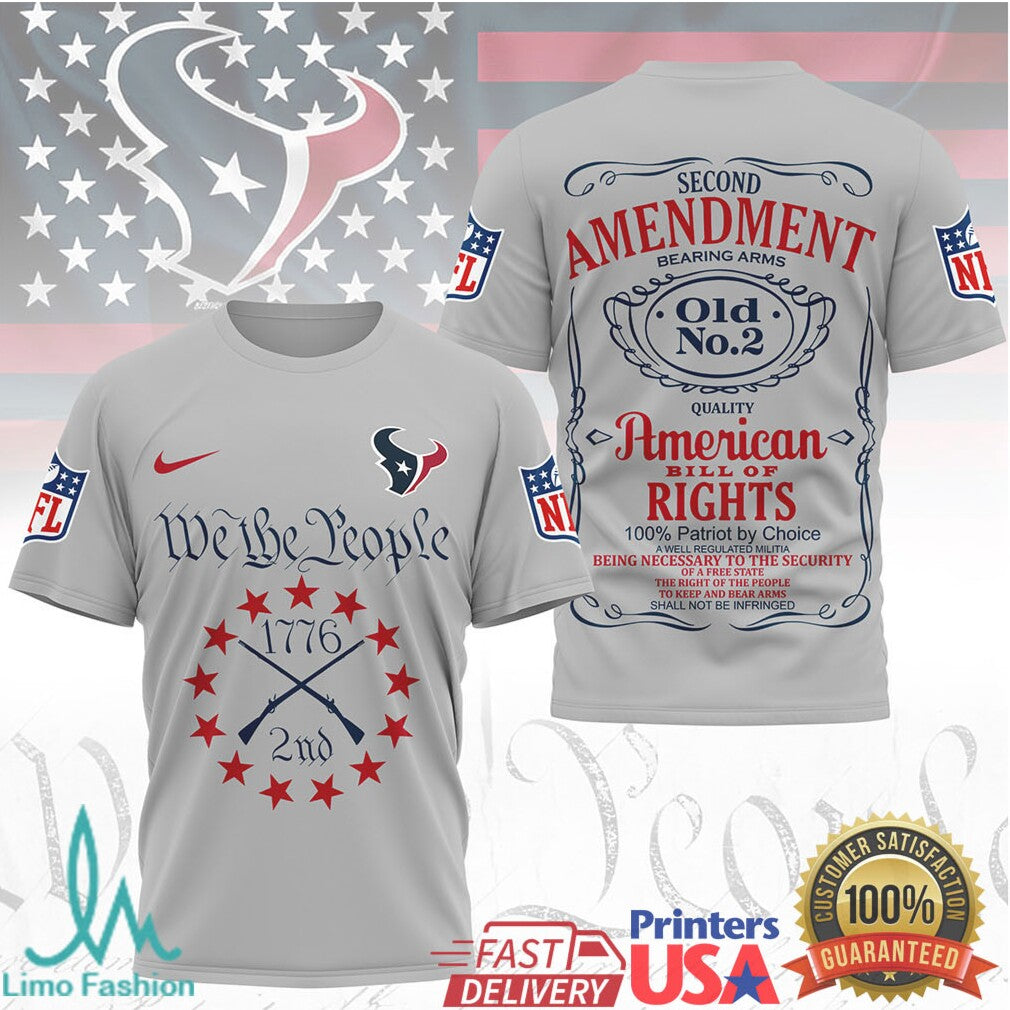 Houston Texans 2nd Amendment American Bill of Rights 1776 Graphic T shirt - Limotees LLC