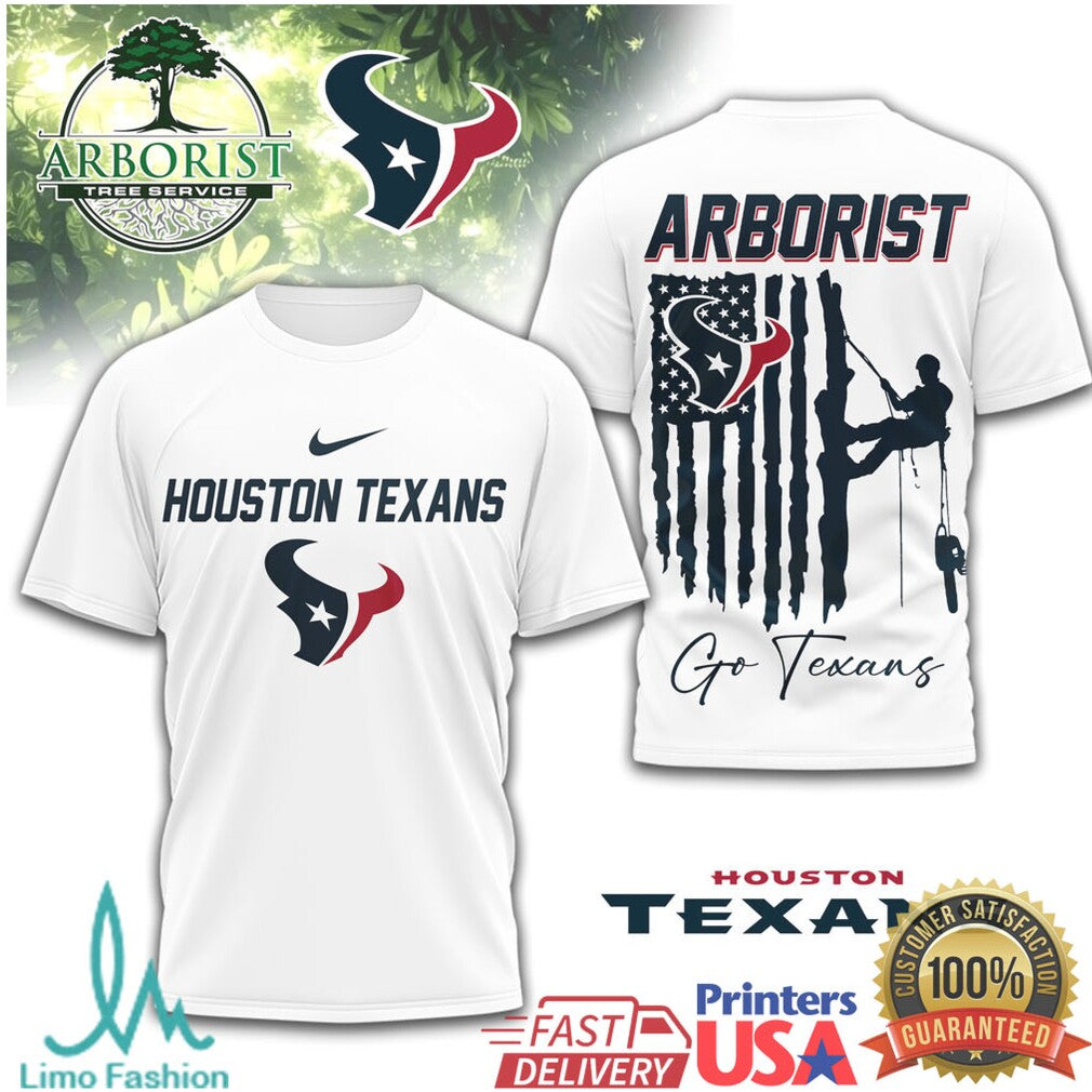 Houston Texans Arborist Tree Service American Flag T Shirt - Limotees LLC