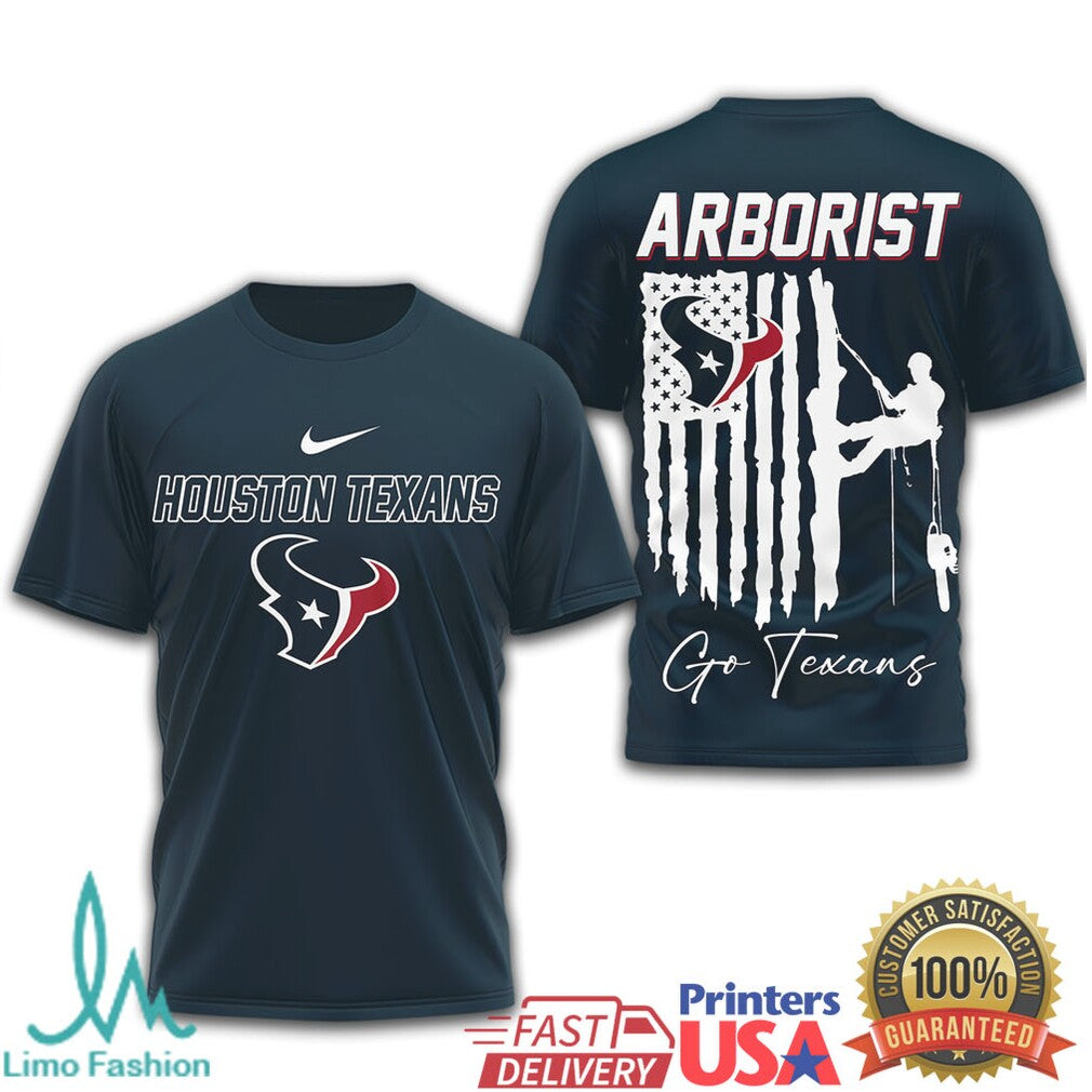 Houston Texans Arborist Tree Service American Flag T Shirt - Limotees LLC