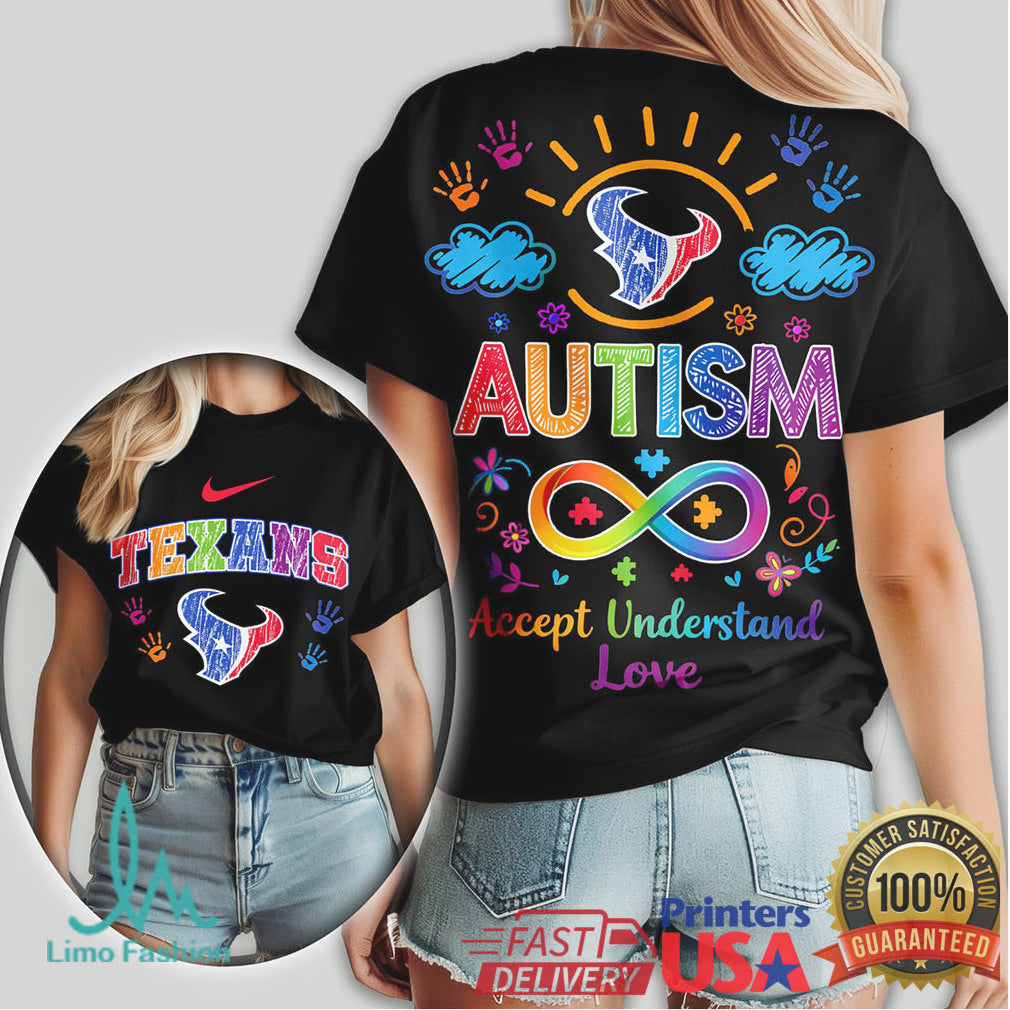 Houston Texans Autism Awareness T Shirt Neurodiversity Support NFL T Shirt